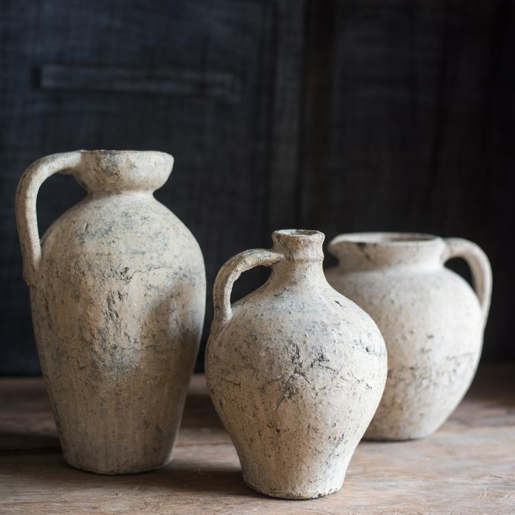 Vaso in cemento stile Pompei, anfora artistica fatta a mano