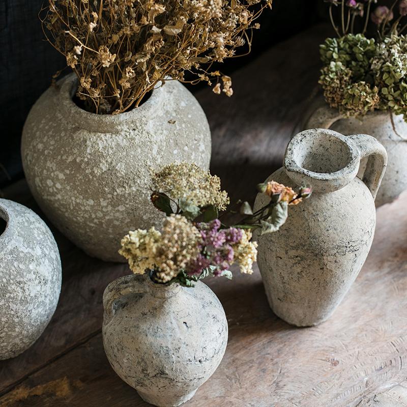 Vaso in cemento stile Pompei, anfora artistica fatta a mano