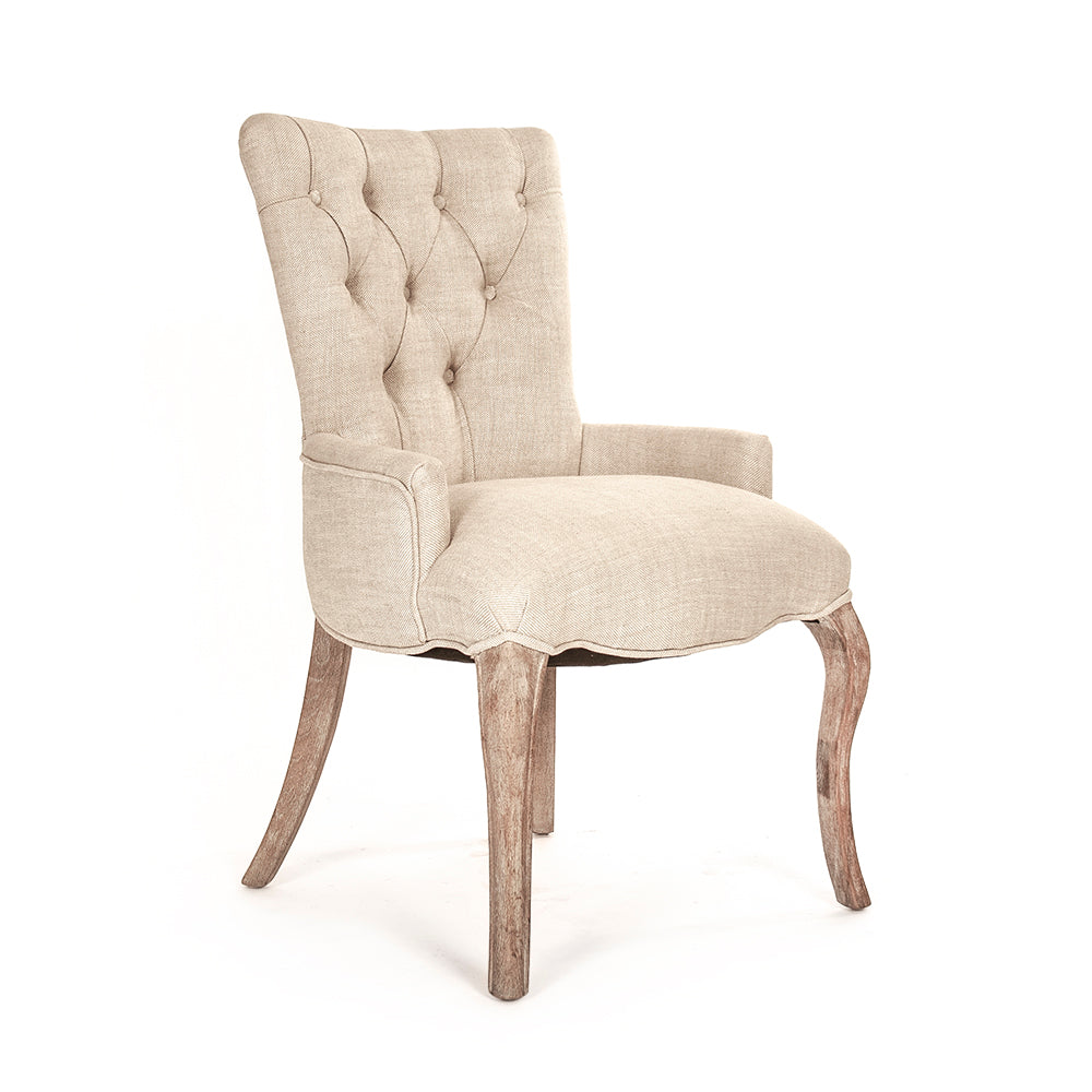 Iris Tufted Natural Linen Oak Chair