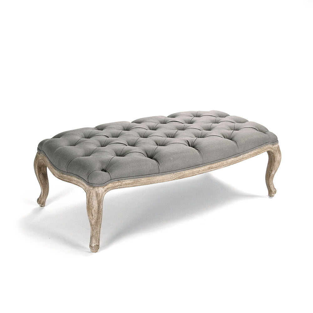 Maison Tufted Grey Linen Ottoman