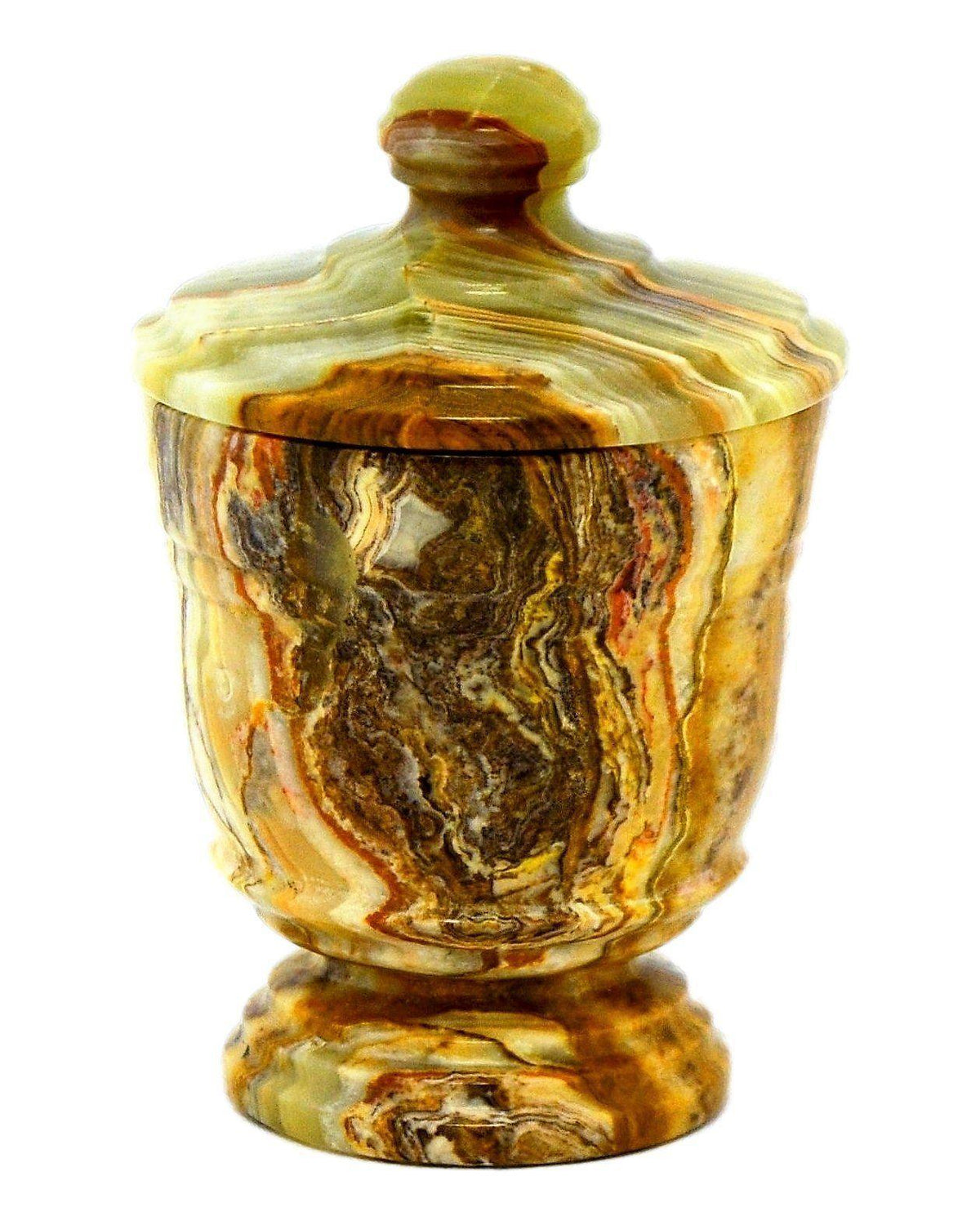 Pot de salle de bain classique en onyx vert | Porte-cotons