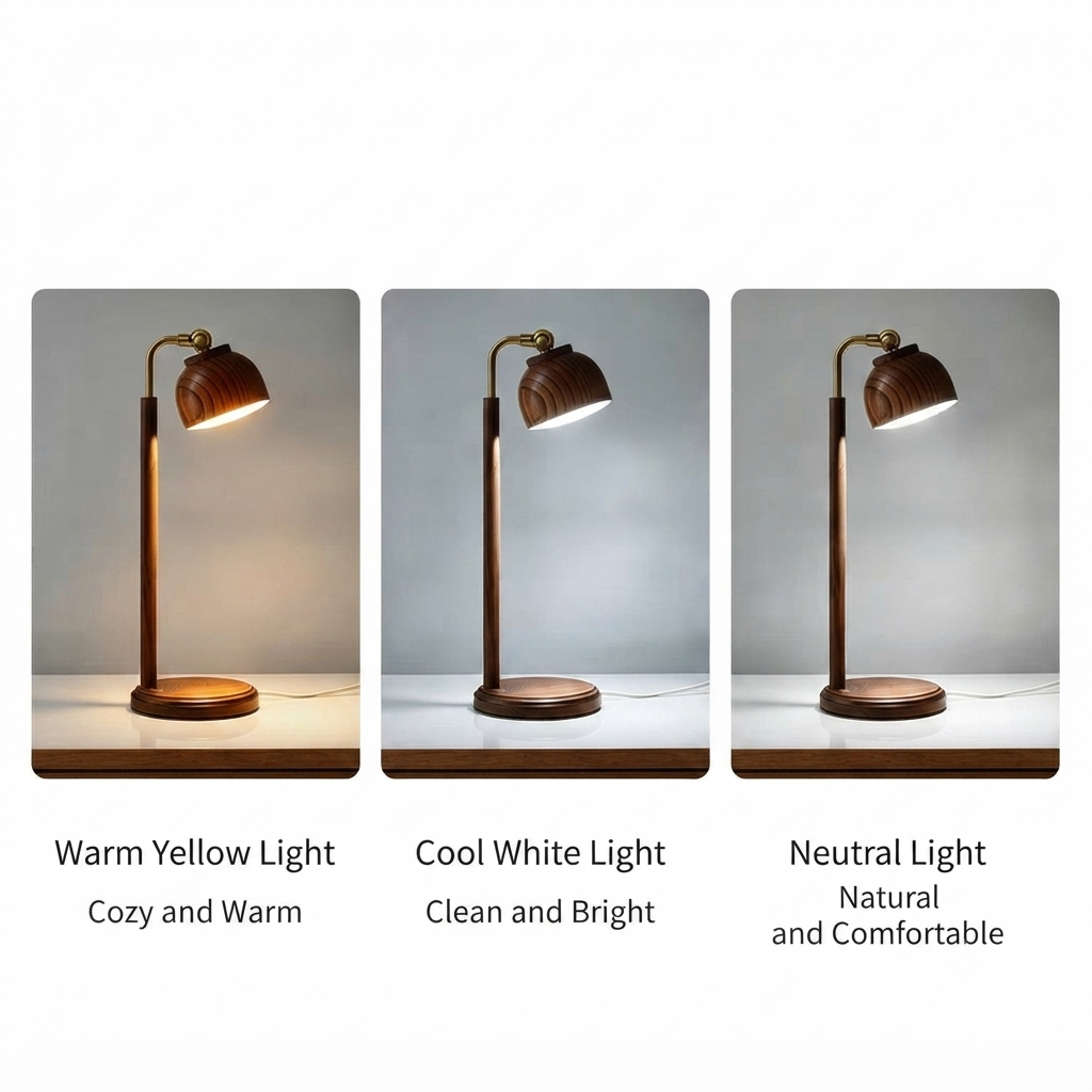 Wooden LED Desk Lamp with Wireless Charger | Multifunctional Bedside Light