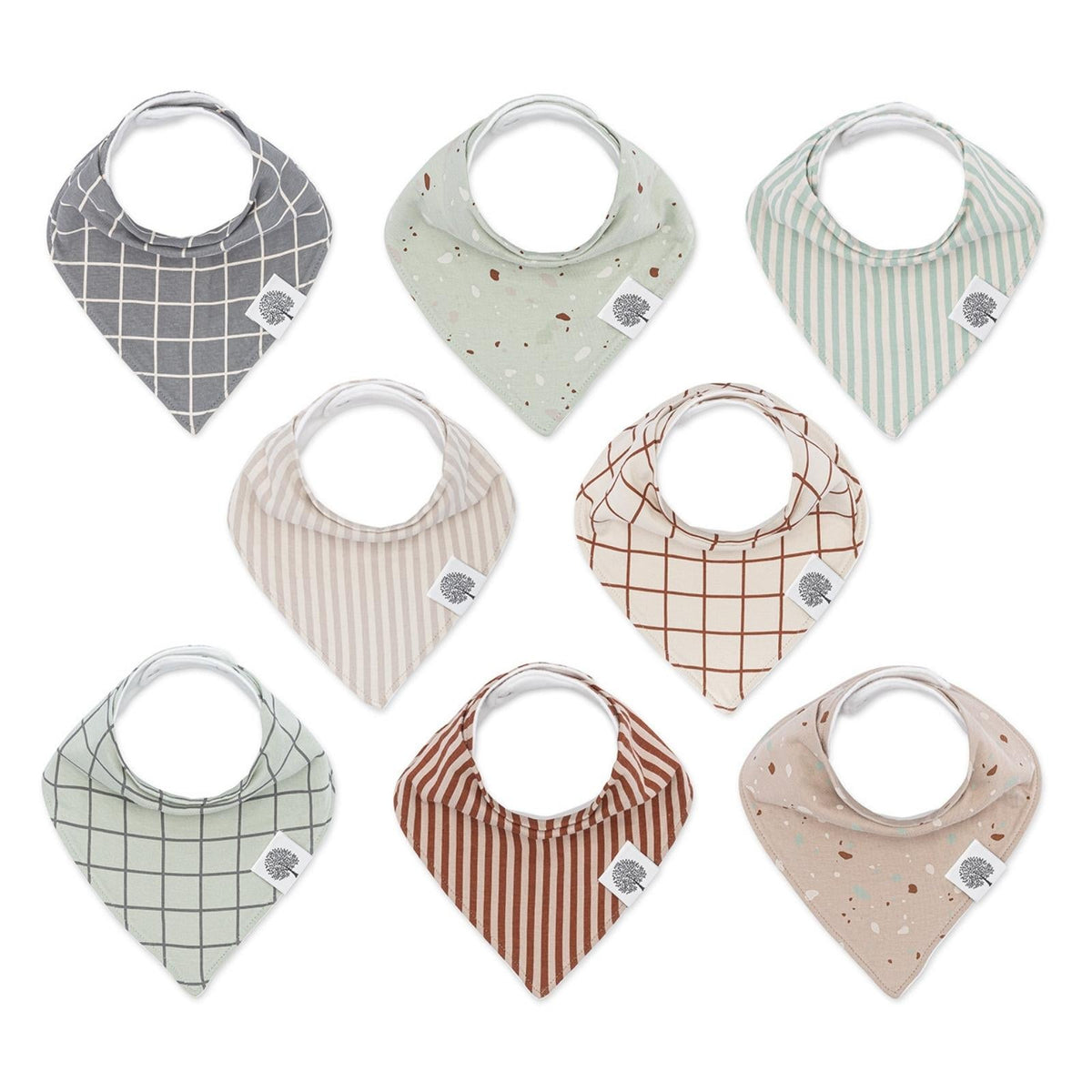 Lot de 8 bavoirs bandana couleur terre cuite