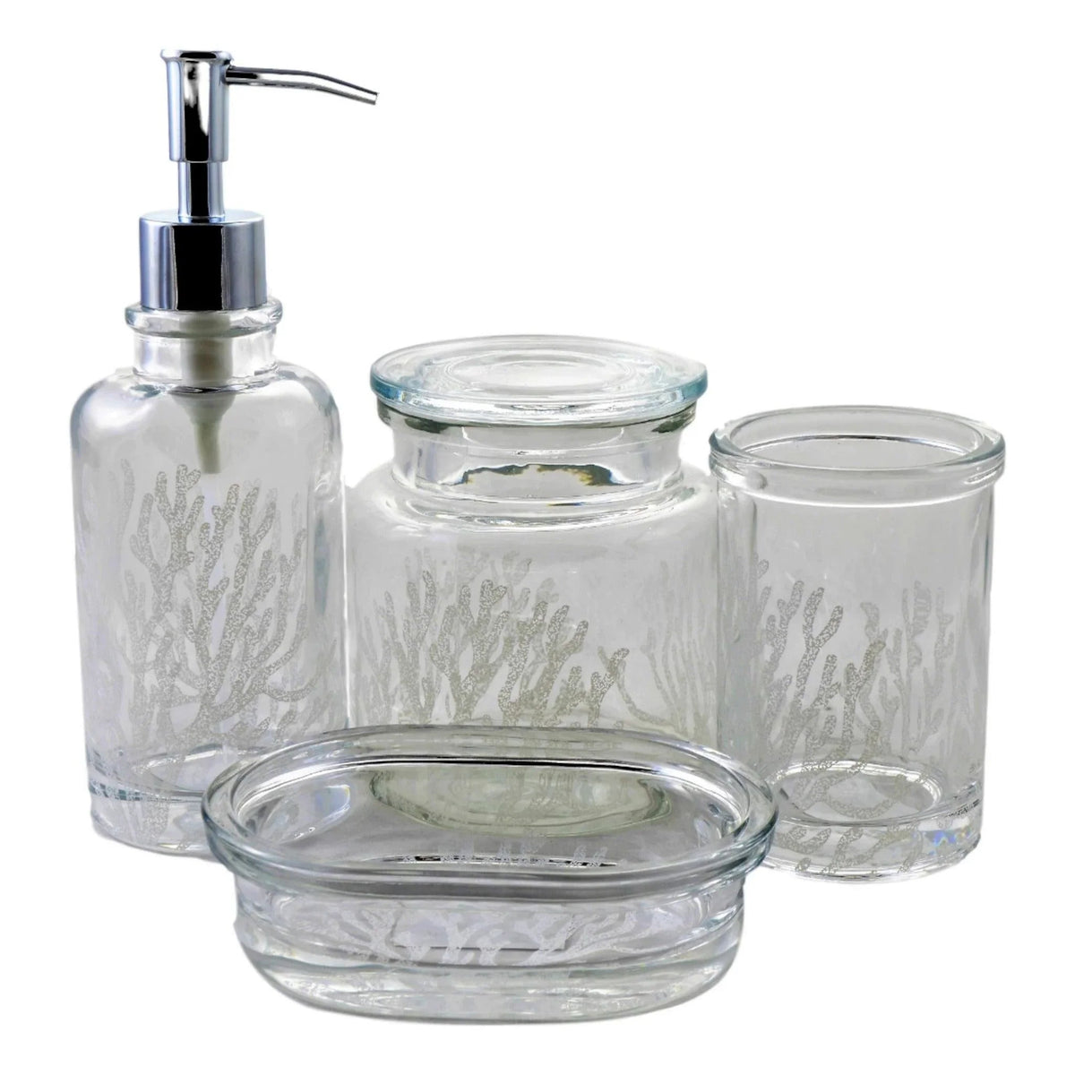 Ensemble d'accessoires de salle de bain 4 pièces transparent | Collection Arctique