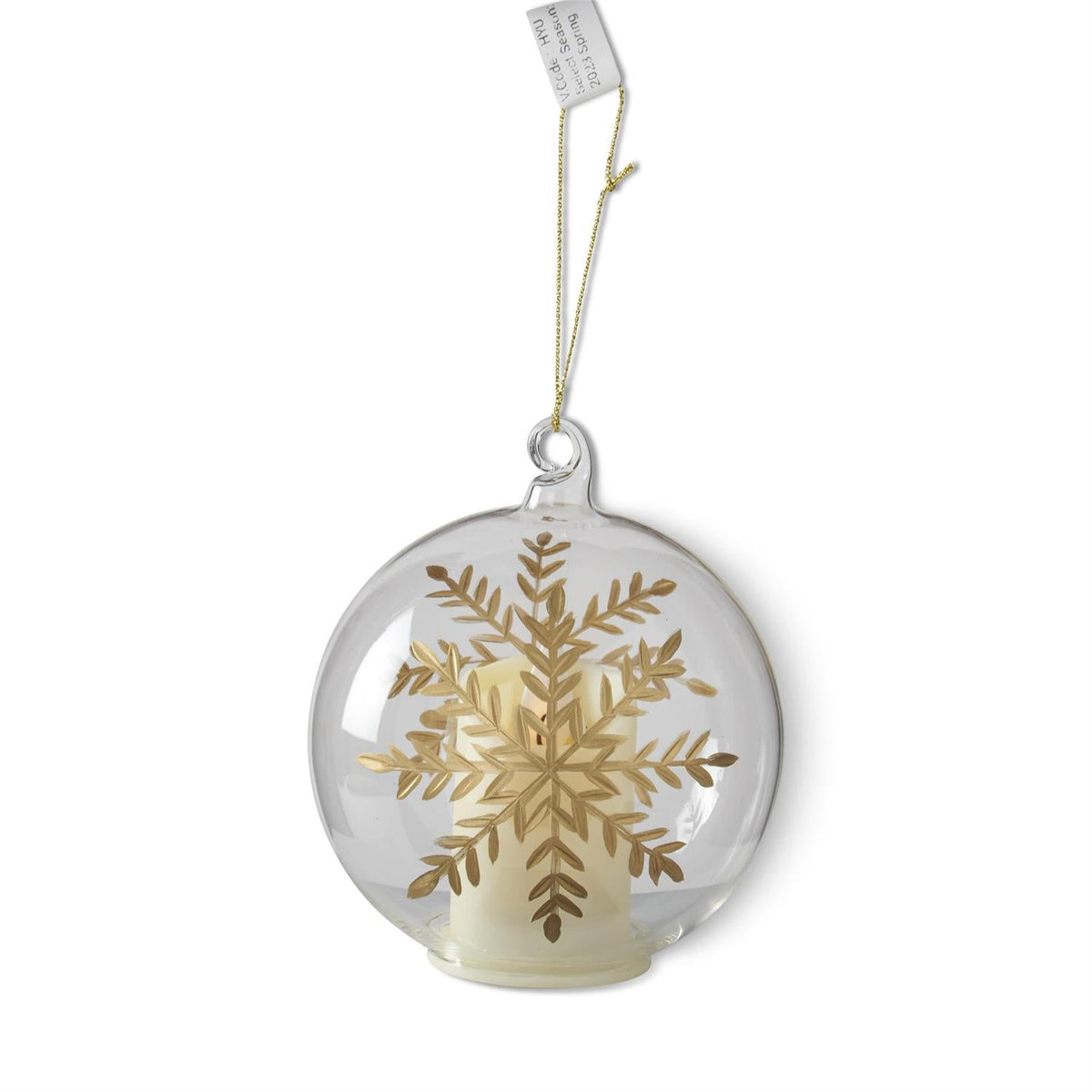 LED Clear Glass Gold Gilded Etched Snowflake Ornament