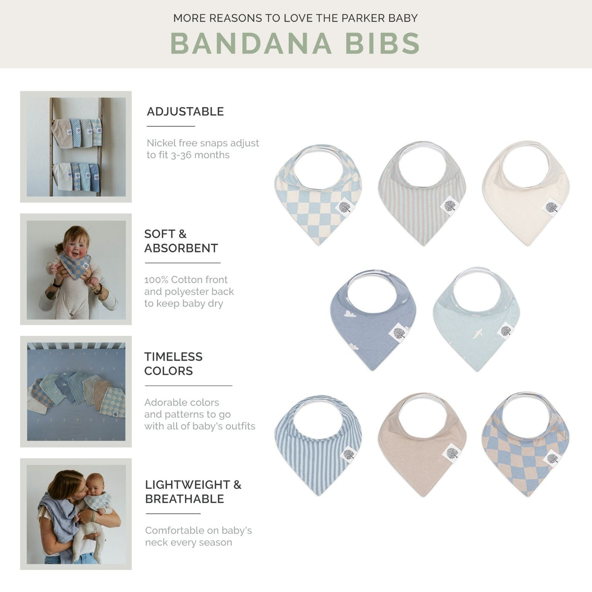Set di 8 bavaglini a bandana motivo nuvole
