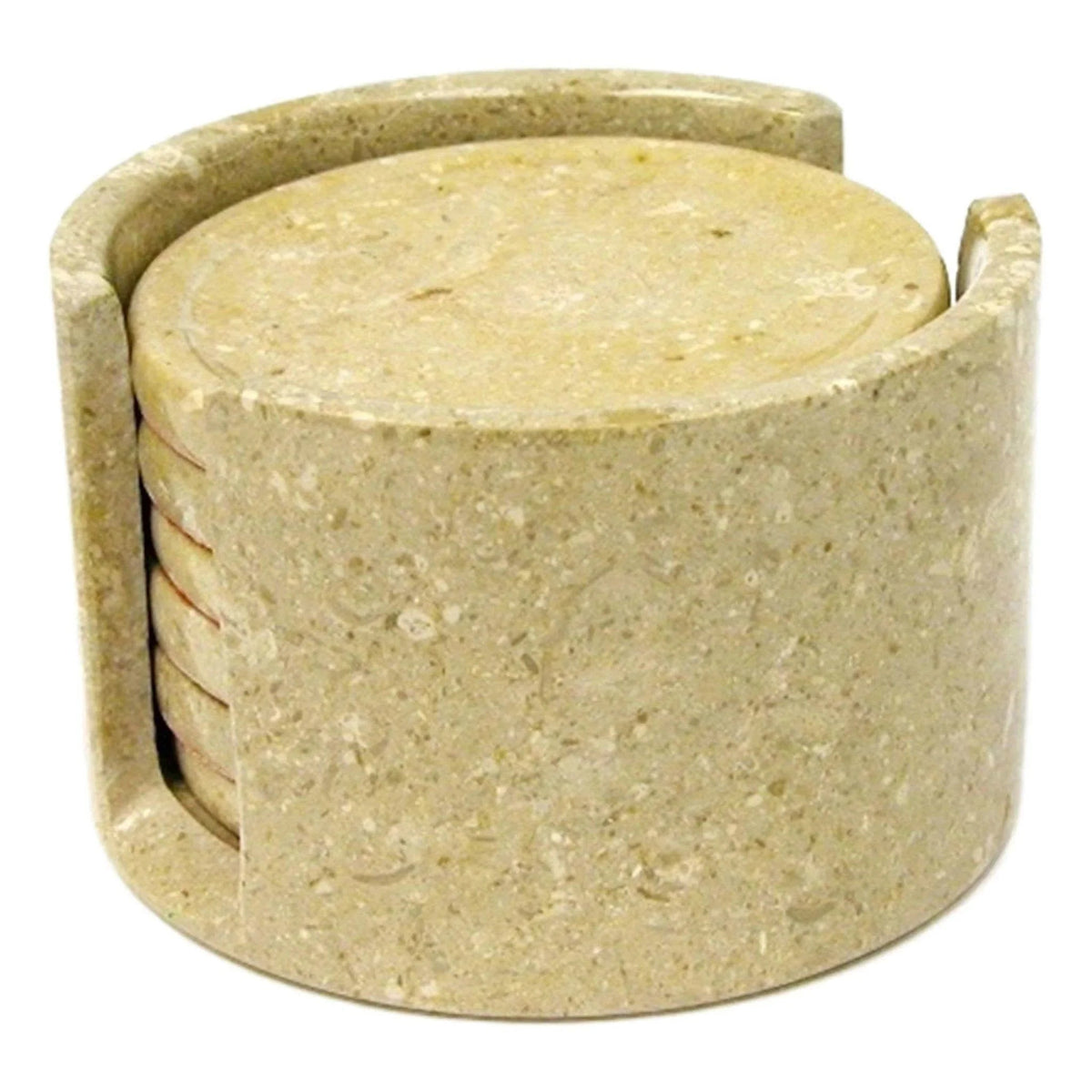 Ensemble de dessous de verre avec support en marbre beige Sahara