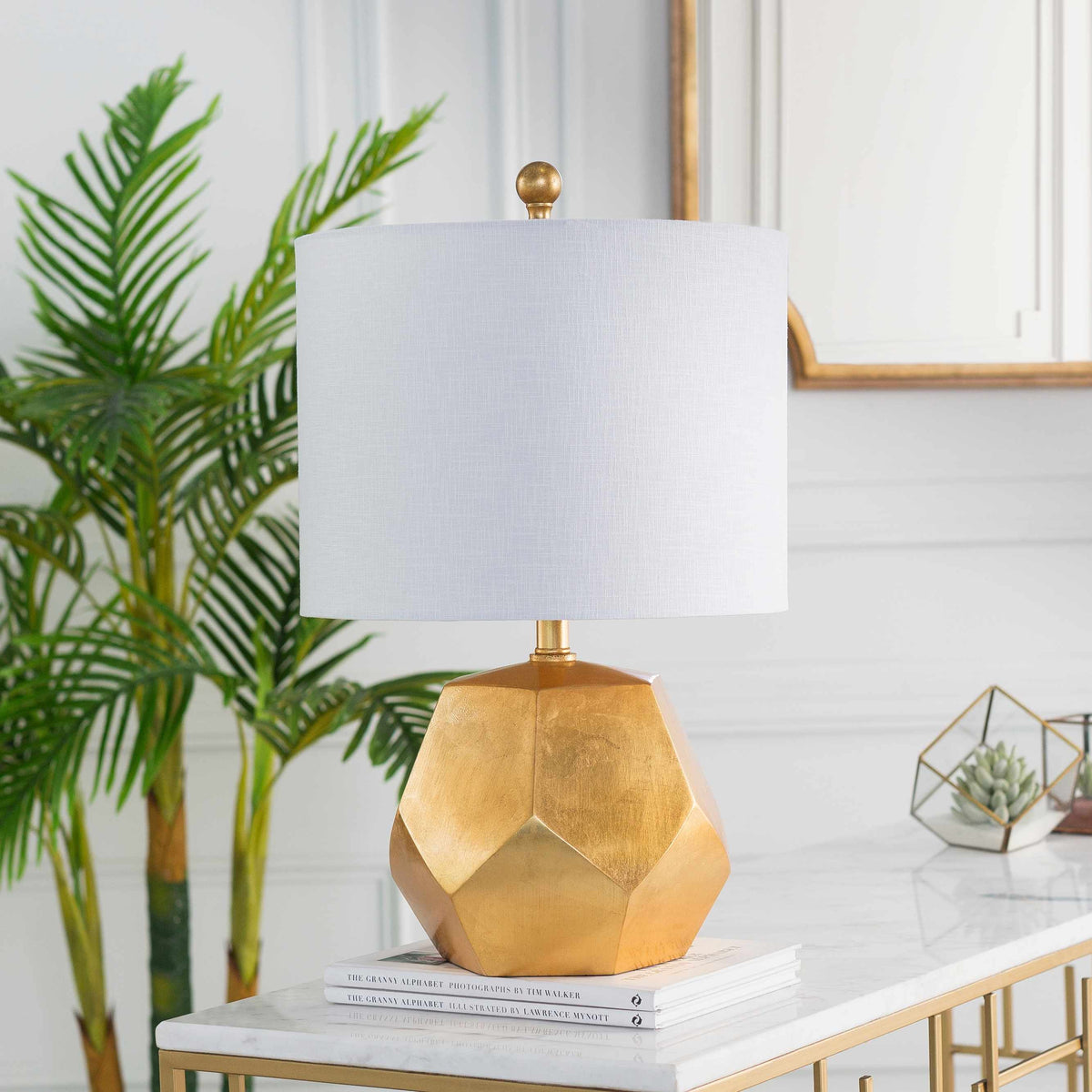 Lampe de table géométrique Coleford Gold - Destockage
