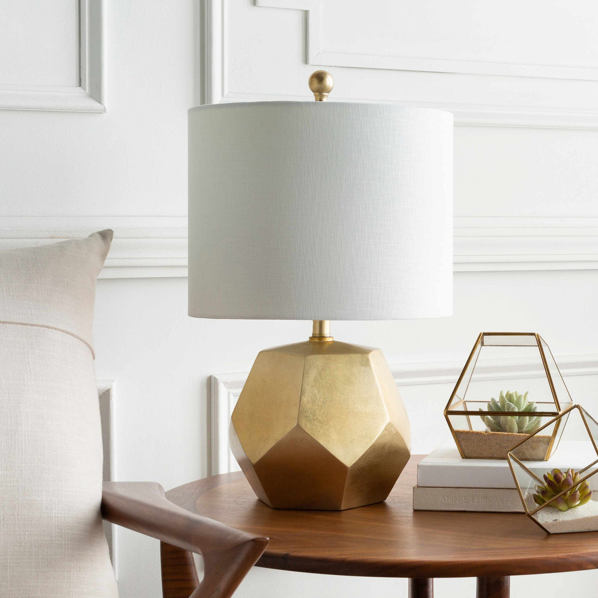 Lampe de table géométrique Coleford Gold - Destockage