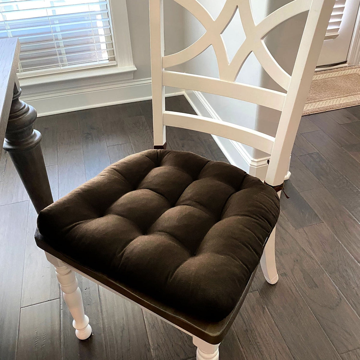 Cotton Duck Brown Solid Color Dining Chair Pads - Made in USA - 100% Cotton - Machine Washable