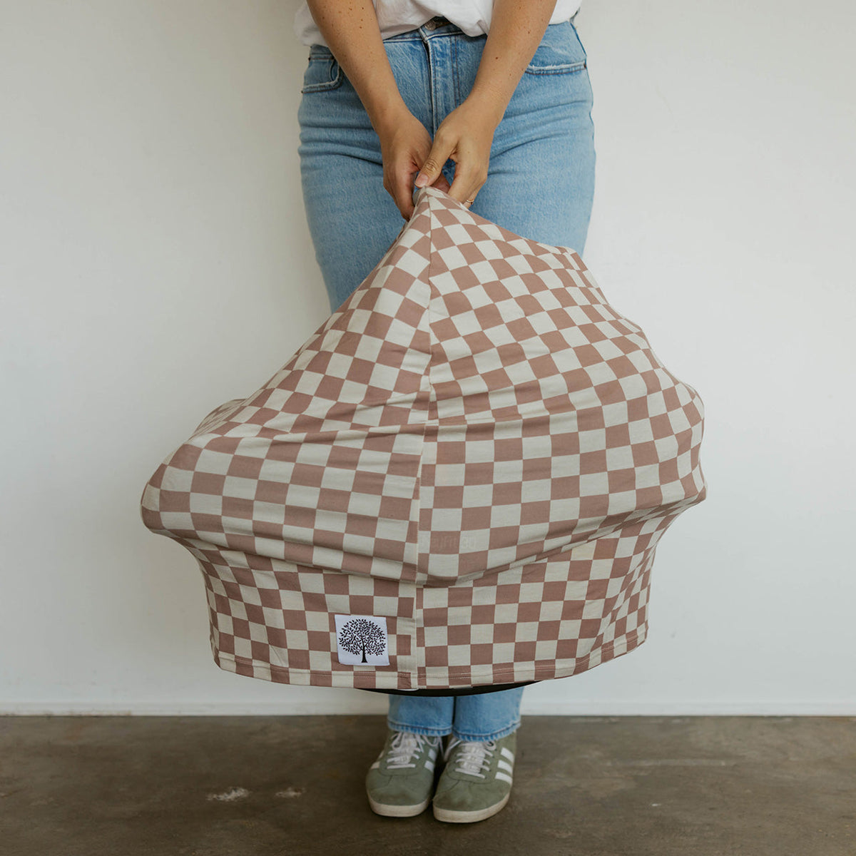 Couverture multi-usage, motif damier bois de rose