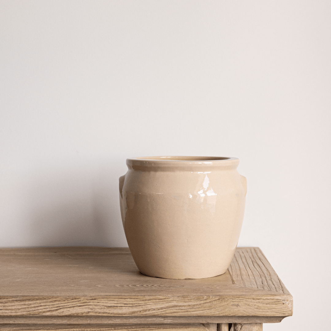 French Replica Cream Glazed Confit Crock Pot | Small