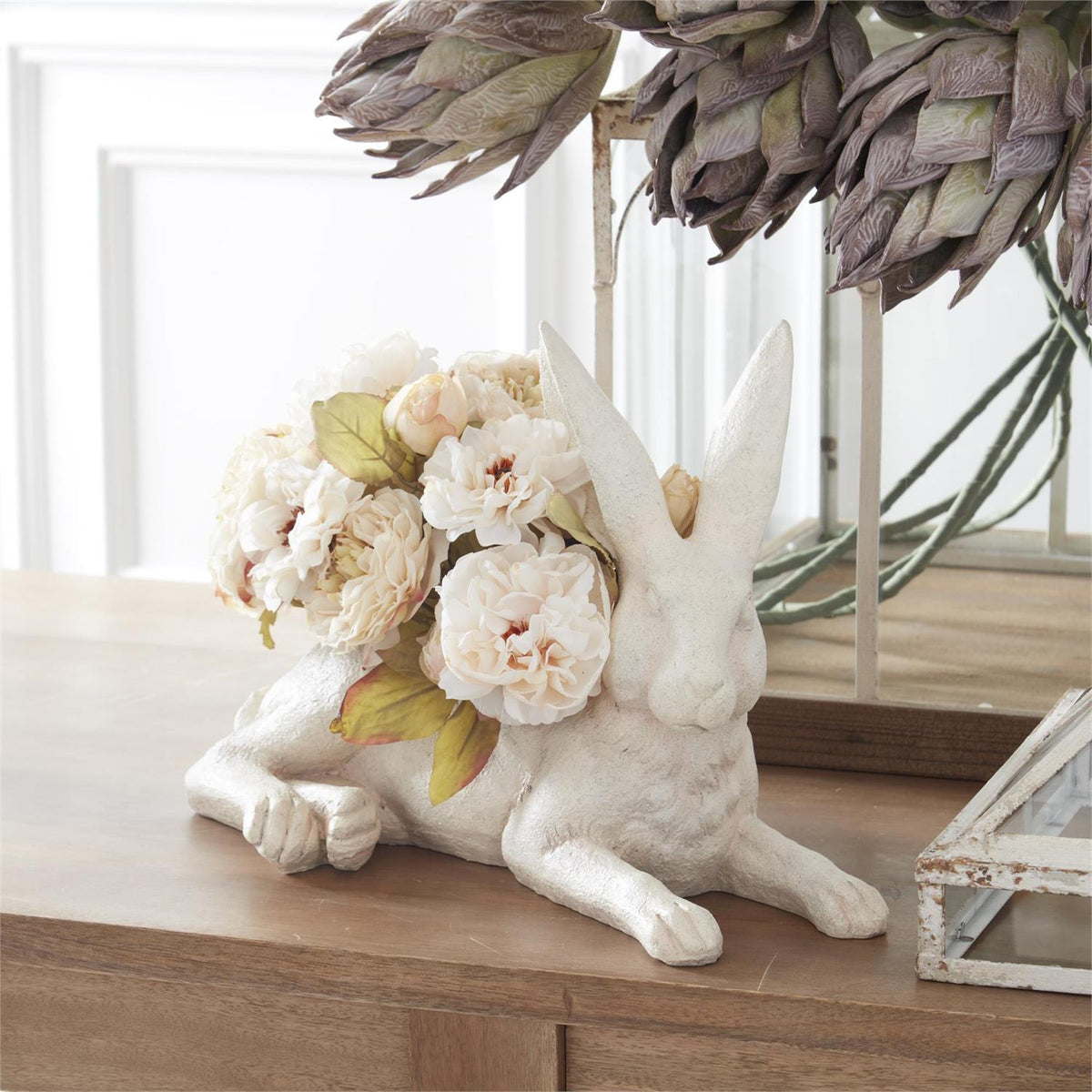 Cream Rose, Peony & Anemone Silk Floral Bundle 13" - 5 Stem Faux Flowers