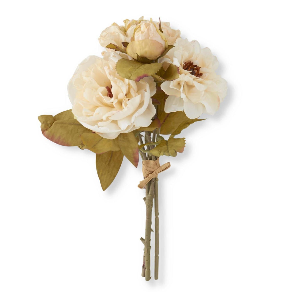 Cream Rose, Peony & Anemone Silk Floral Bundle 13" - 5 Stem Faux Flowers