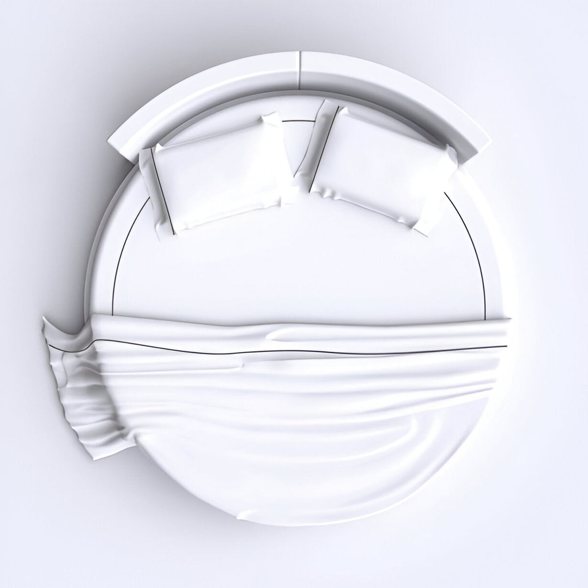 Parure de lit ronde en satin de coton uni, 400 fils, broderie simple
