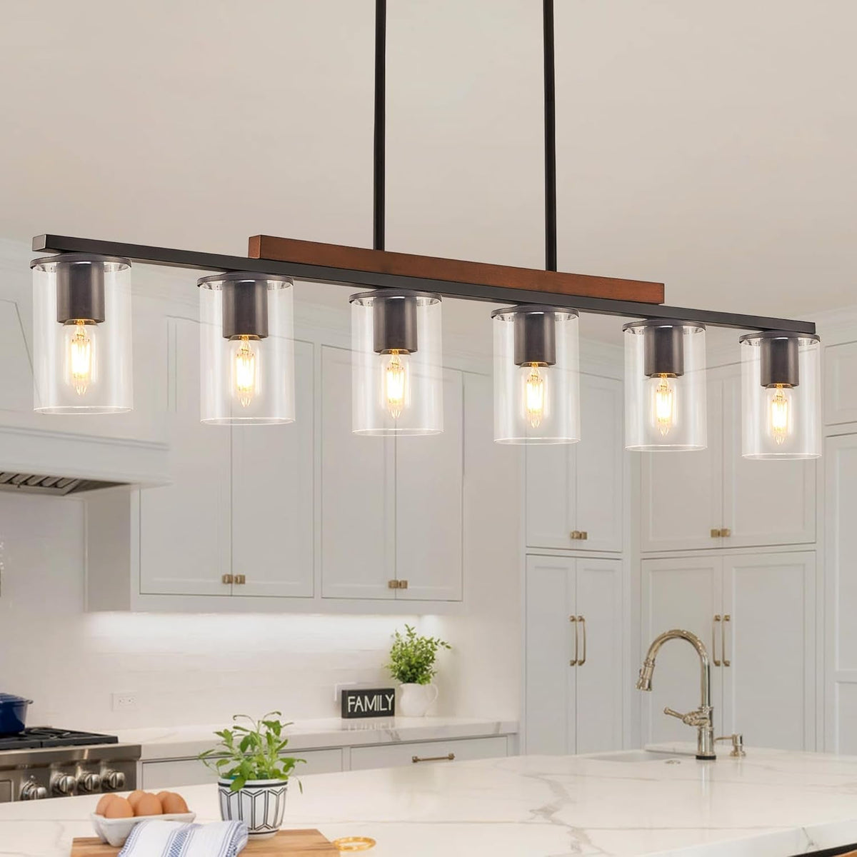 Farmhouse Black Linear Chandelier