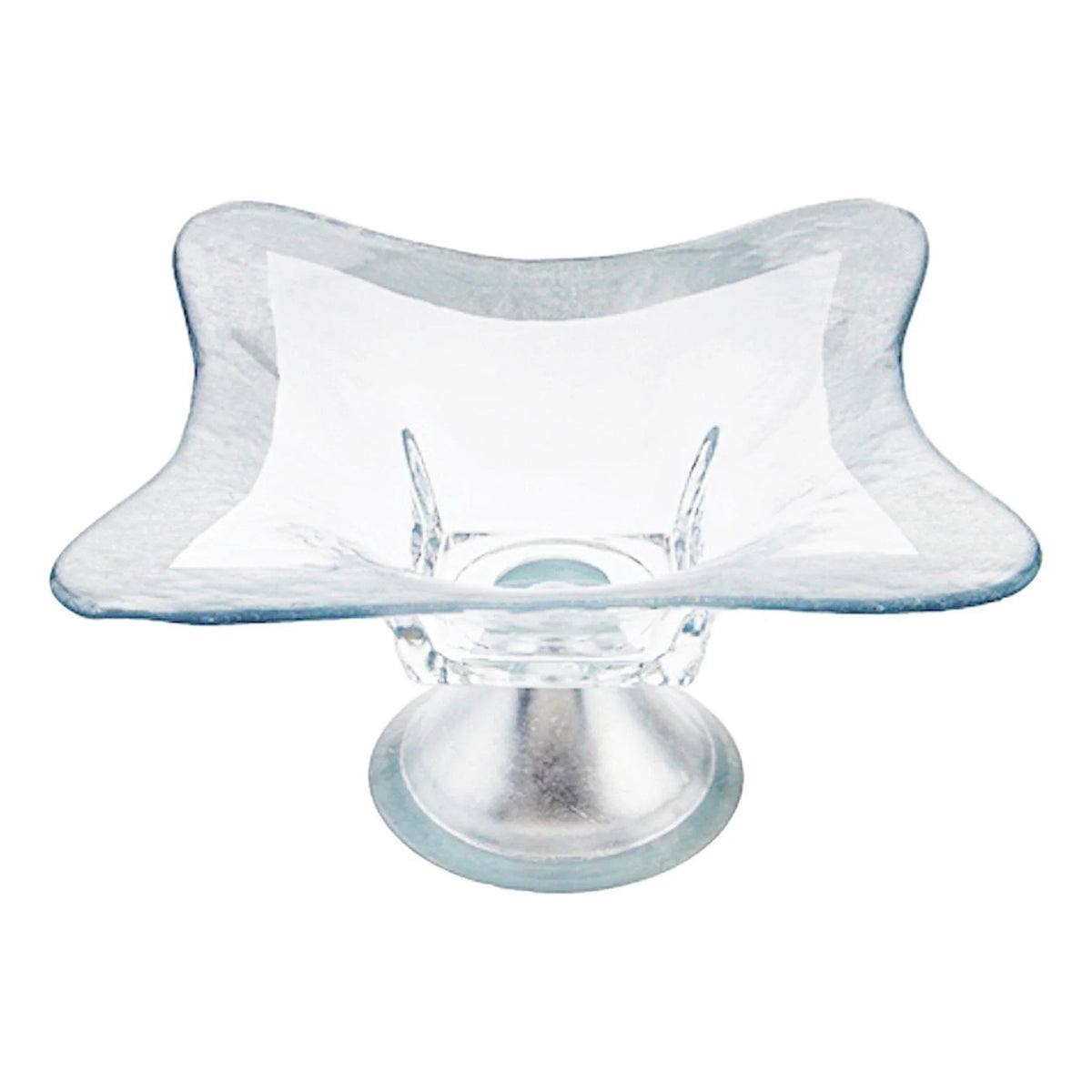 Coupe décorative sur pied avec motif en véritable feuille d'argent