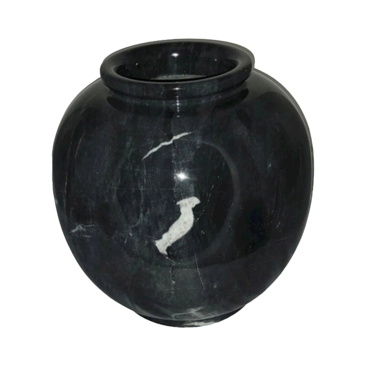 Vase décoratif en marbre noir | 30 cm de diamètre