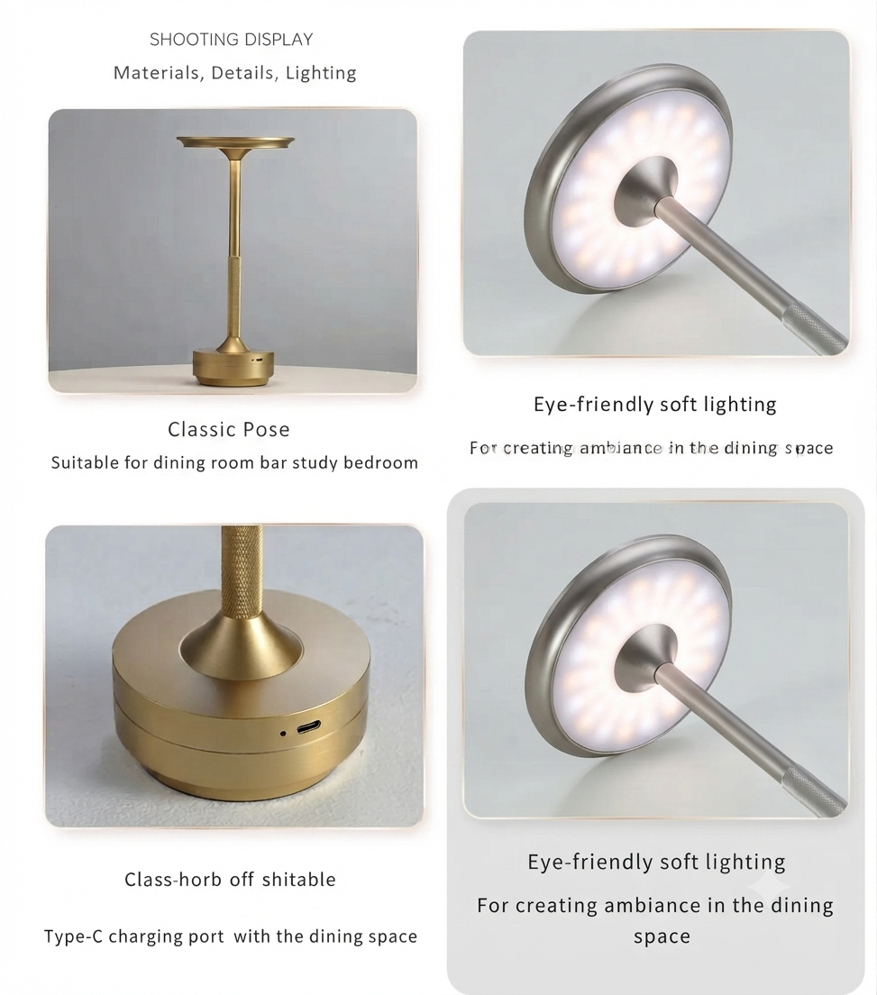 Cordless Touch USB-C LED Table Lamp | Portable Restaurant Atmosphere Light
