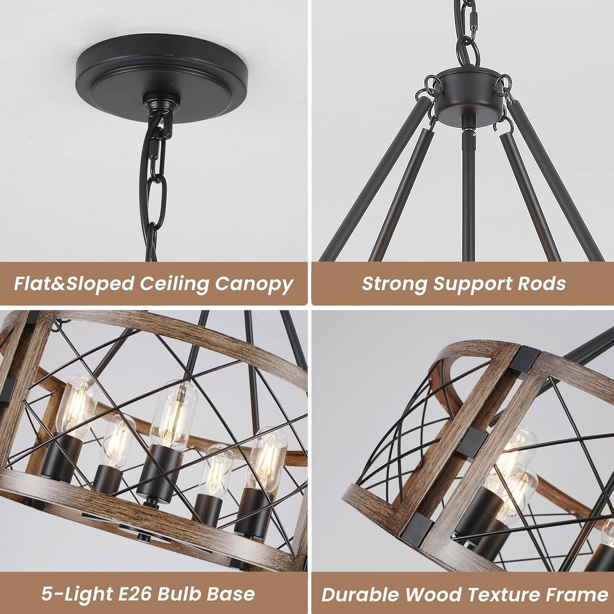 Lustre rond style ferme