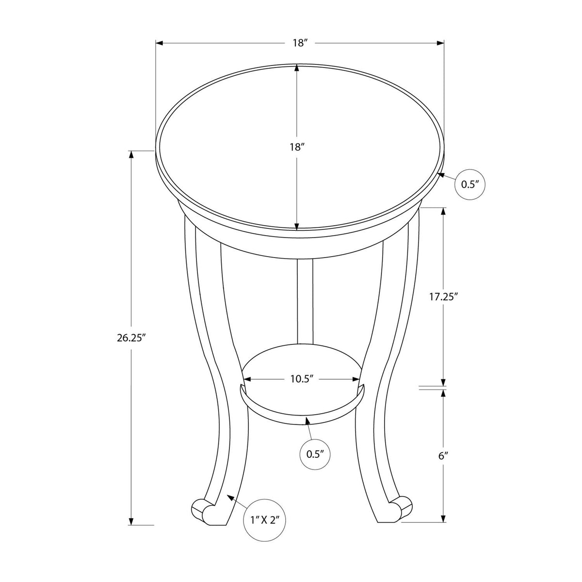 Table d'appoint, 2 niveaux, style traditionnel - Noyer