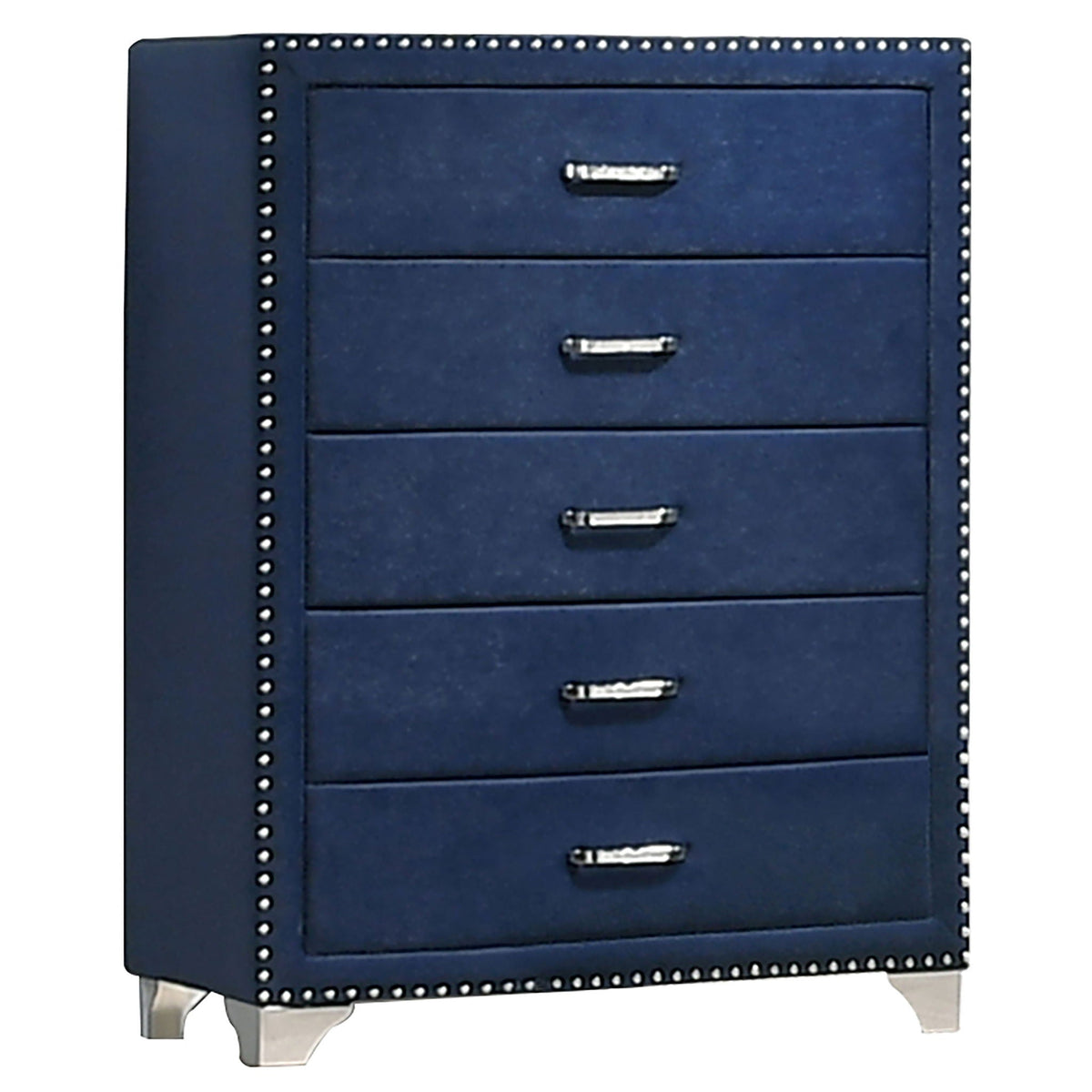 Commode de chambre Melody à 5 tiroirs bleu pacifique