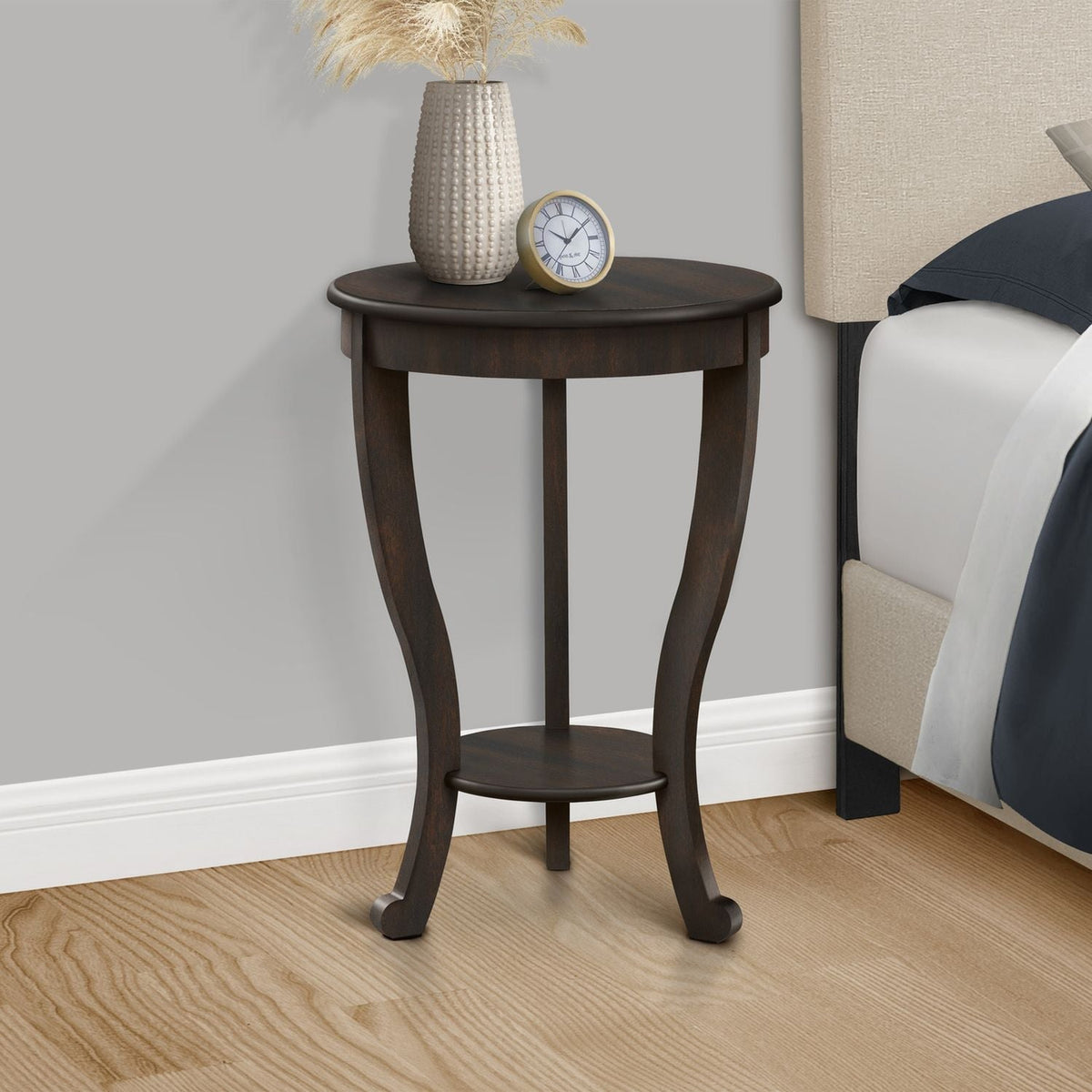 Table d'appoint, 2 niveaux, style traditionnel - Noyer