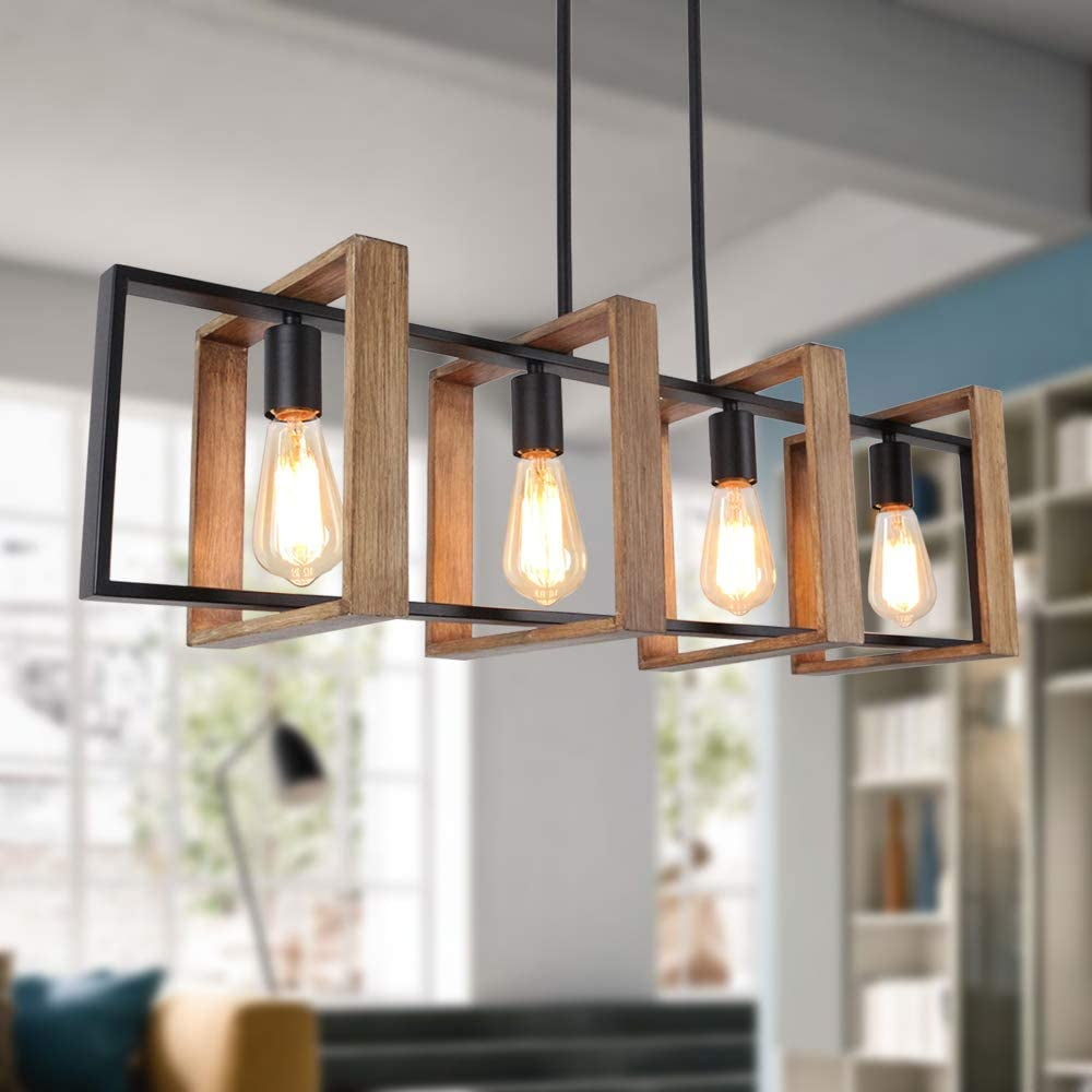 Lustre linéaire semi-cage style ferme