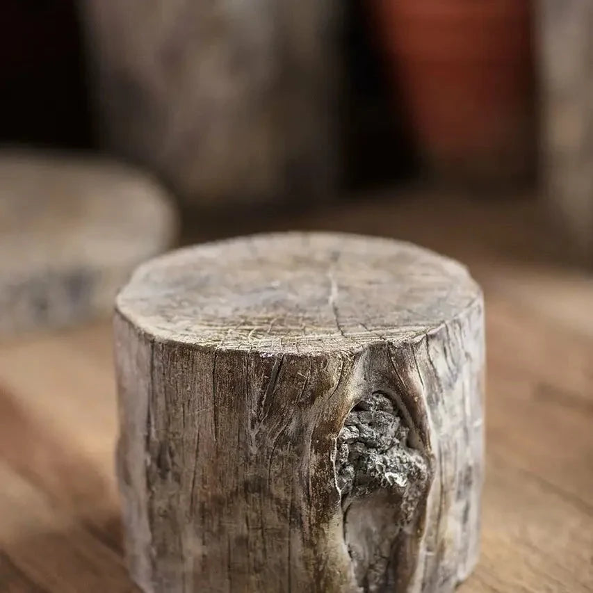 Distressed Cement Log Display Riser