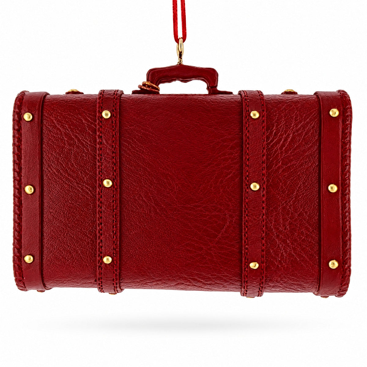 Travel The World Red Vintage Suitcase Luggage Resin Christmas Ornament