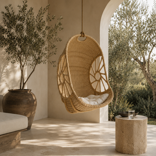 Lunara Handwoven Rattan Hanging Lounge Chair