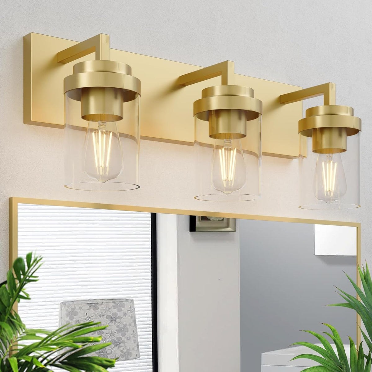 Lampada da specchio con paralume in vetro trasparente