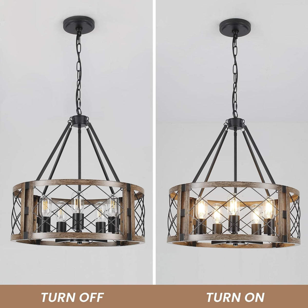 Lustre rond style ferme
