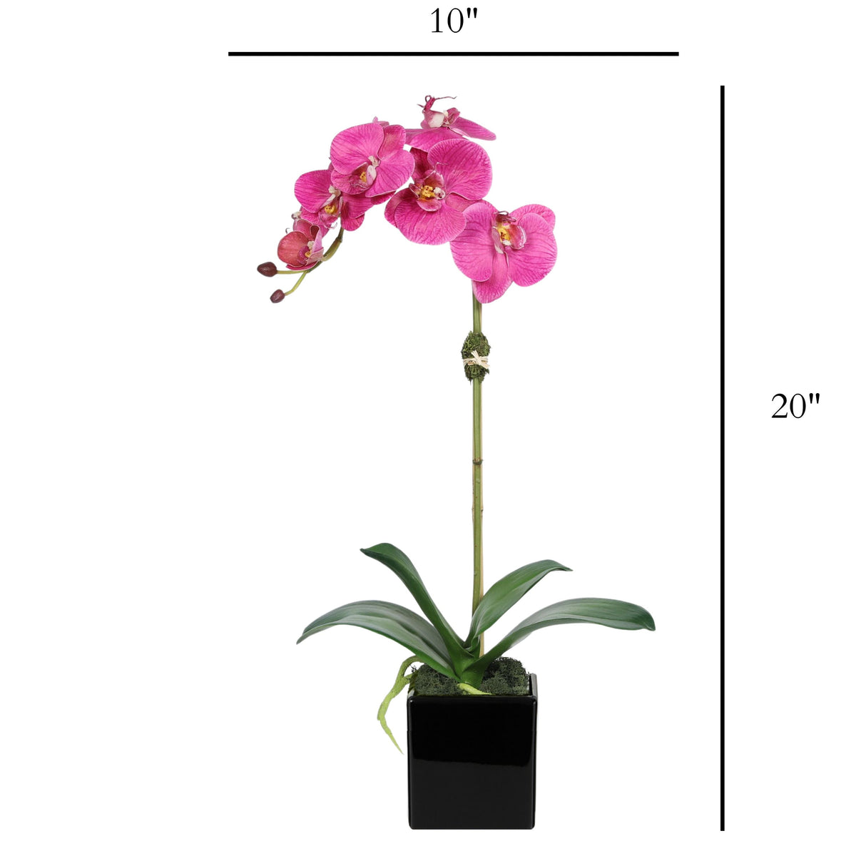 Orchidée artificielle dans vase carré - 50 cm