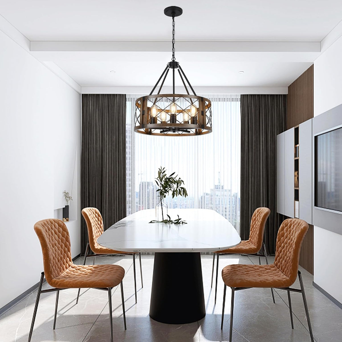 Lustre rond style ferme