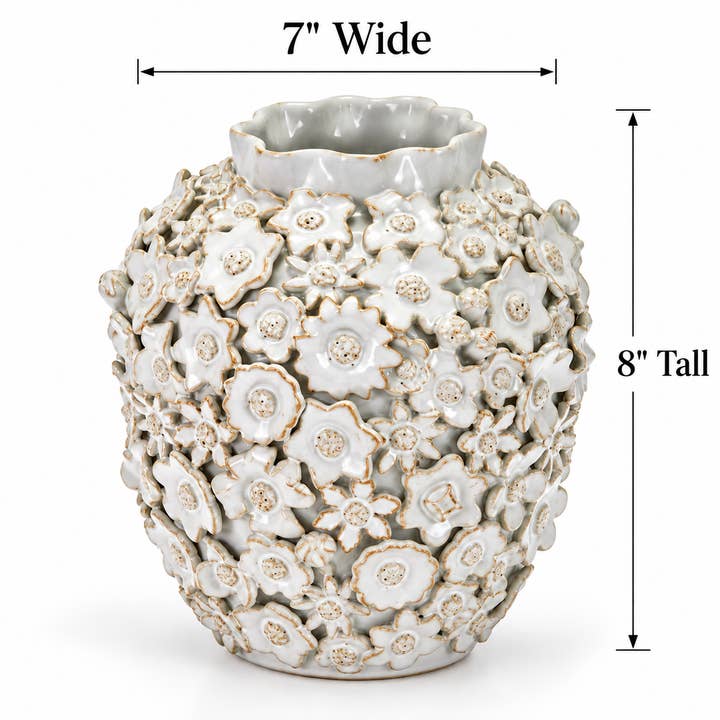 Bouquet De Fleurs White Ceramic Vase Small