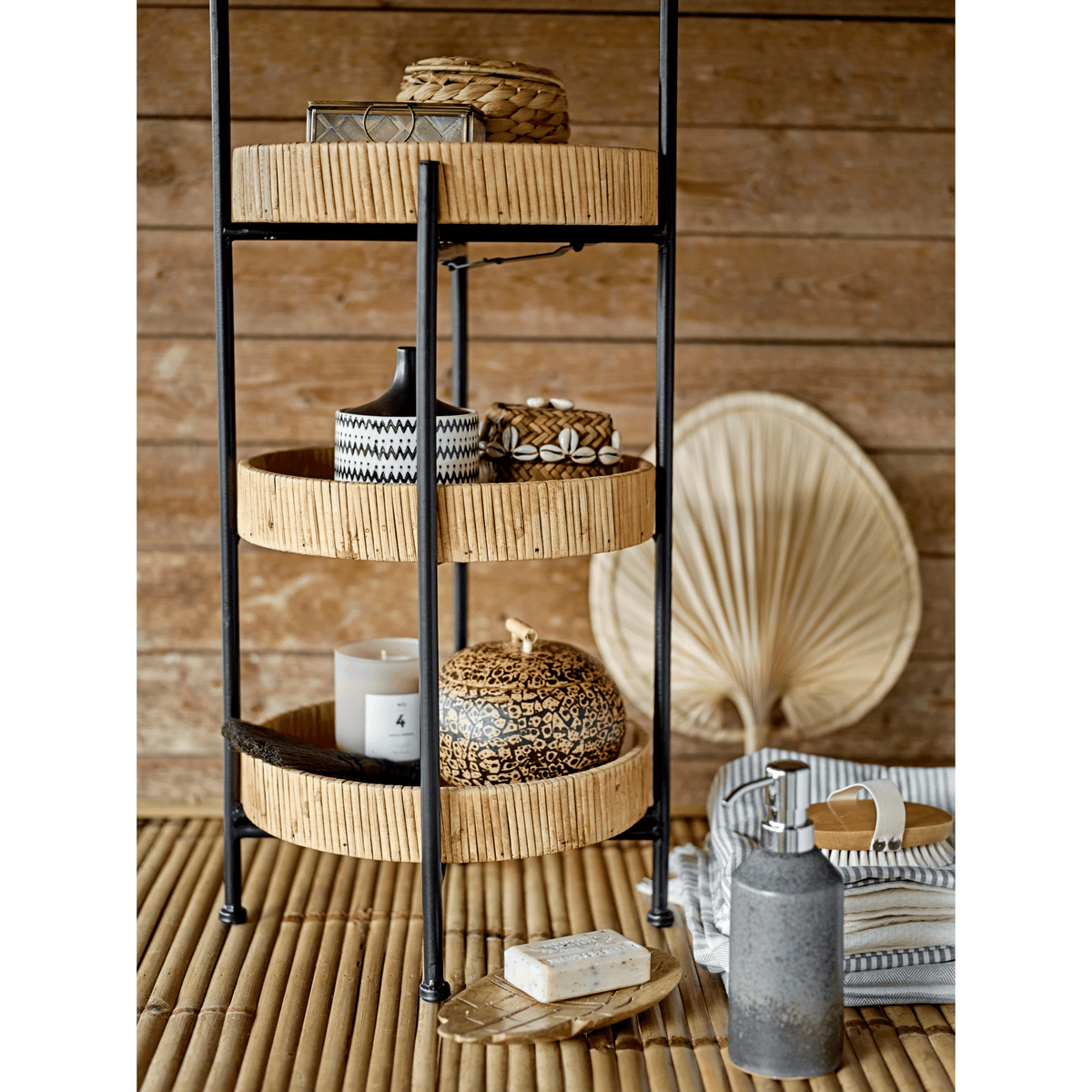 Paniers de rangement en jacinthe d'eau naturelle avec couvercles, ensemble de 3