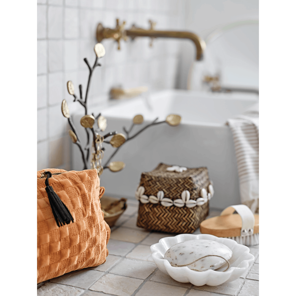 Brosse de bain en bois de hêtre avec bande élastique