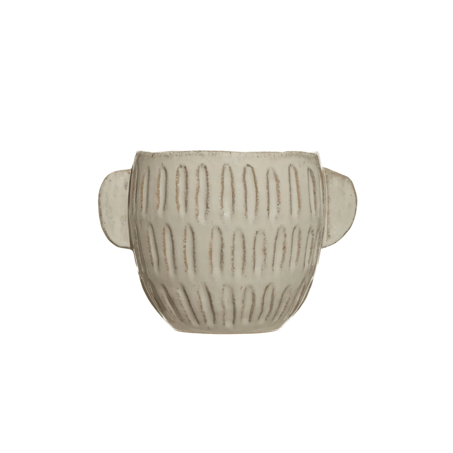 Jardinière en grès émaillé à motif en creux