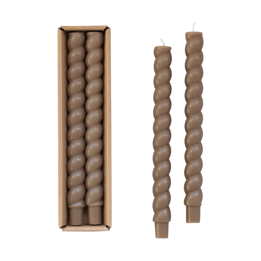 Bougies torsadées effilées sans parfum, lot de 2 (3 options de couleur)