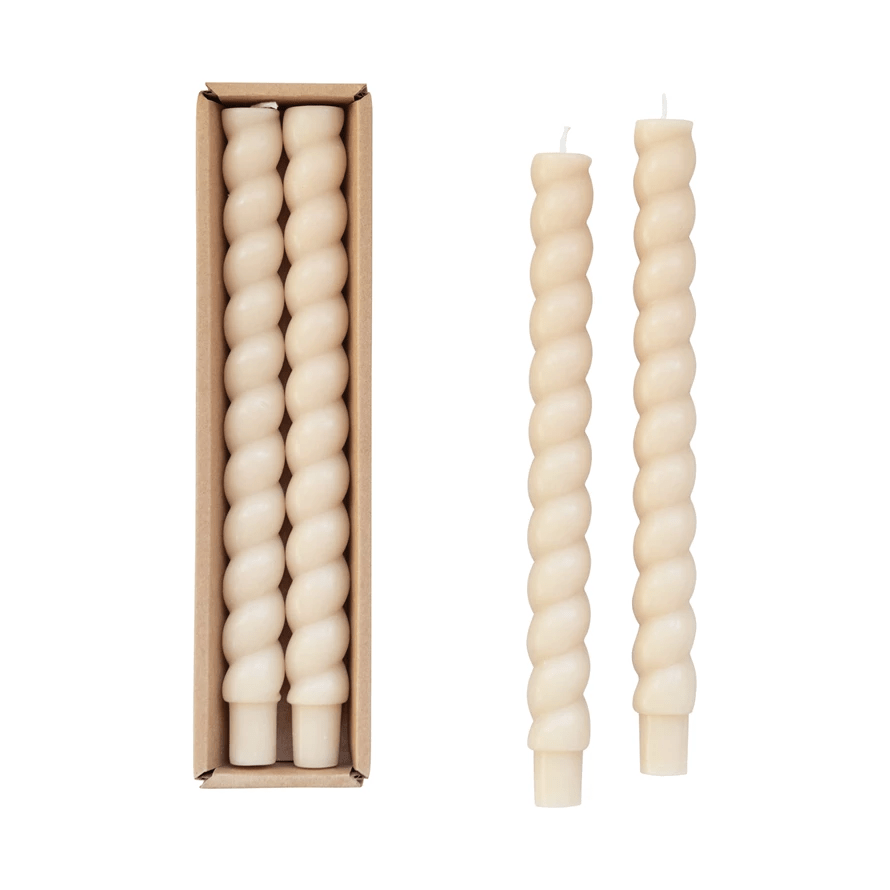 Bougies torsadées effilées sans parfum, lot de 2 (3 options de couleur)