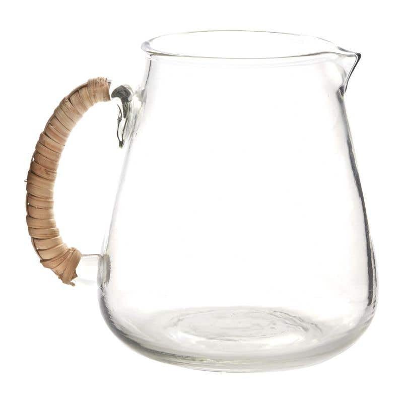 Carafe en verre Emily avec anse recouverte de rotin