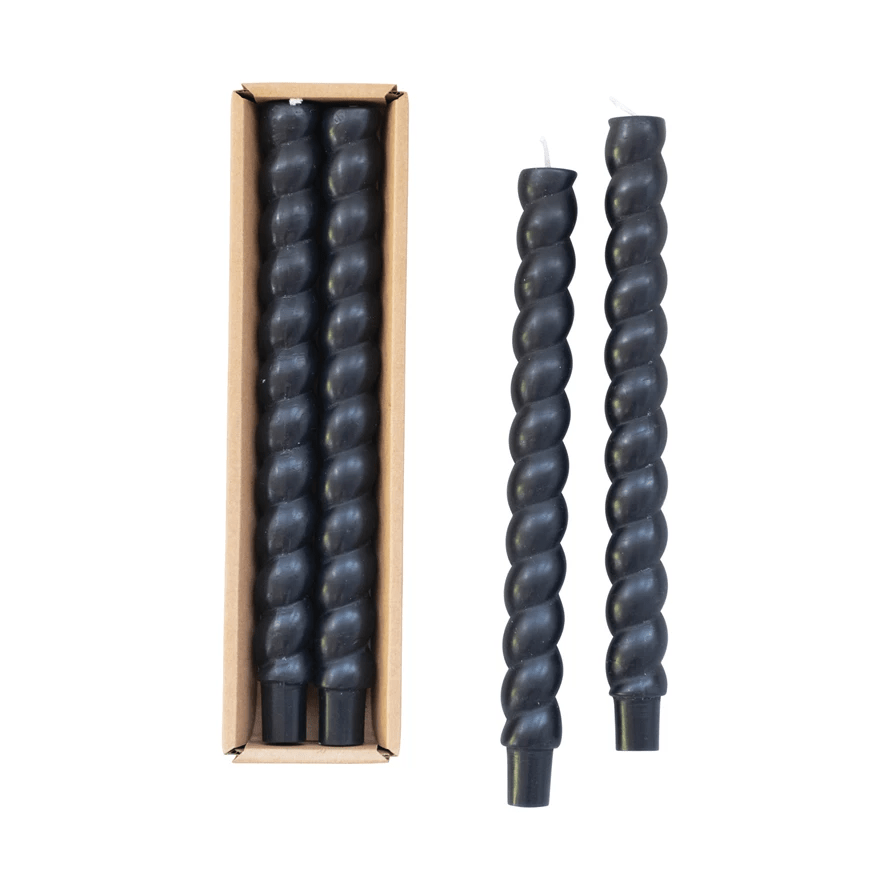 Bougies torsadées effilées sans parfum, lot de 2 (3 options de couleur)