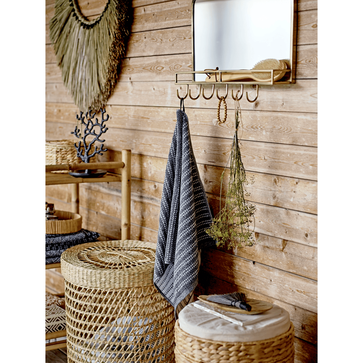 Paniers de rangement en jacinthe d'eau naturelle avec couvercles, ensemble de 3