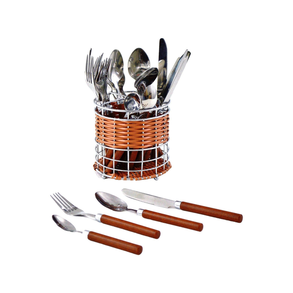 Set di posate con manici in legno
