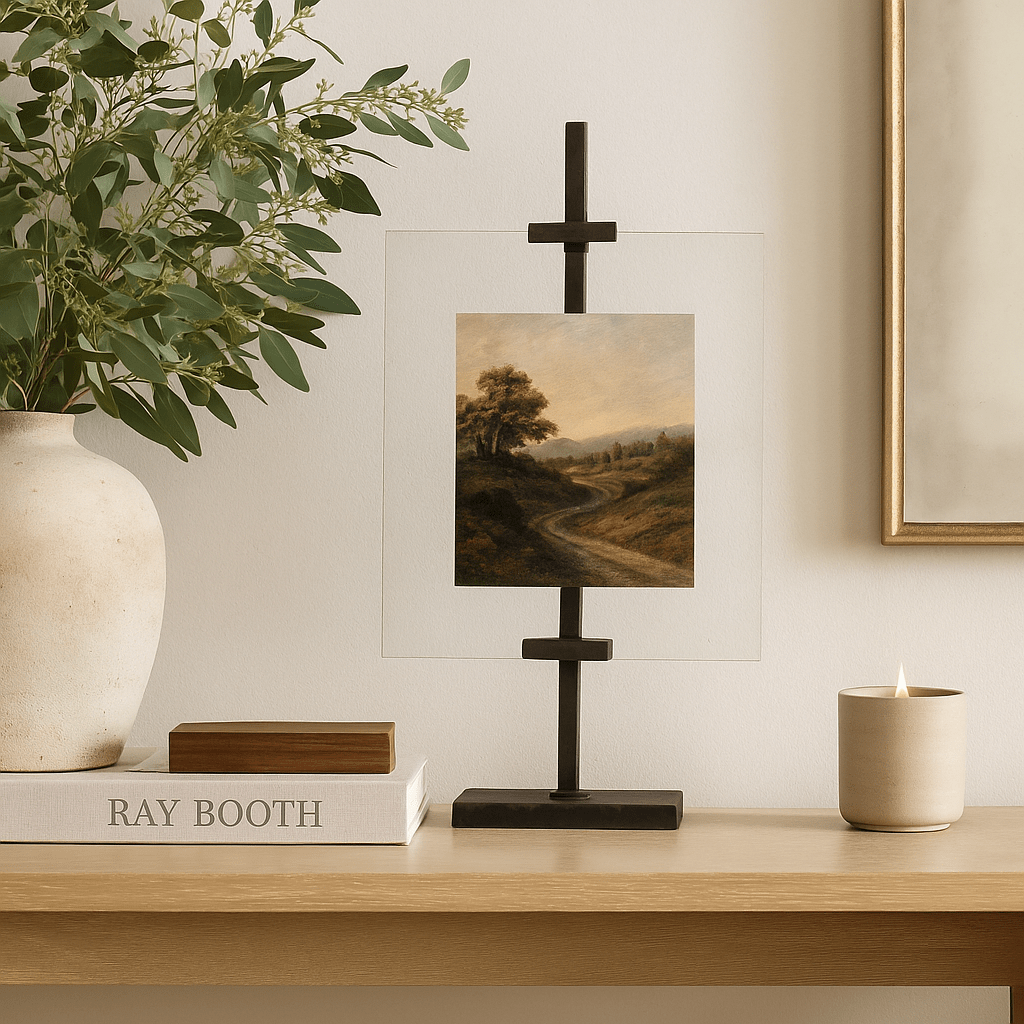 Cornice portafoto sospesa 20x25 cm con supporto in metallo