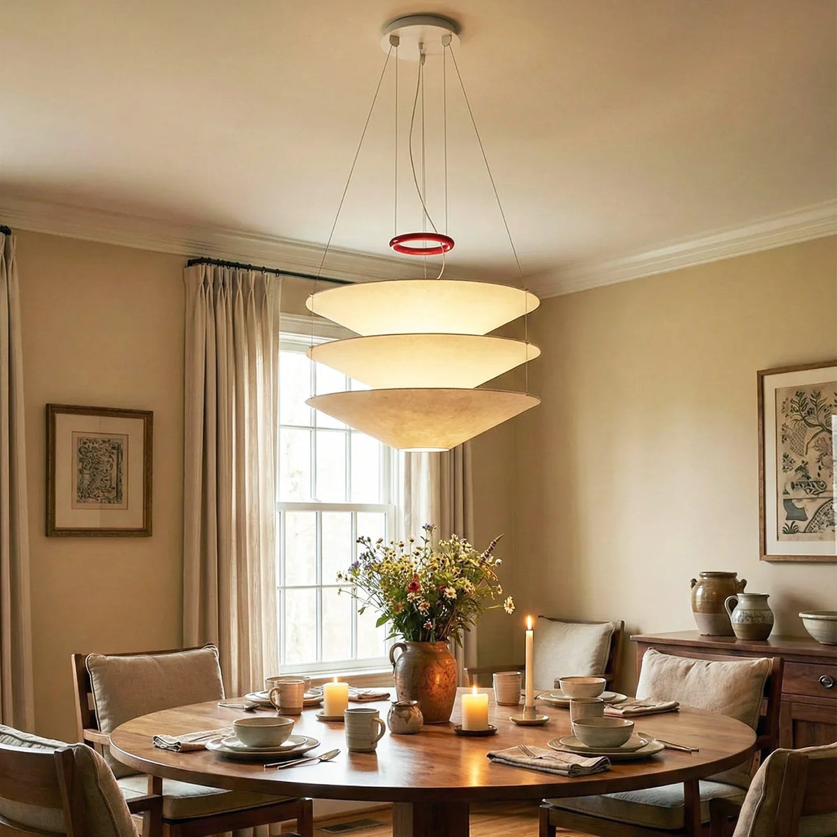 Floating Three Tiered Disc Pendant Light
