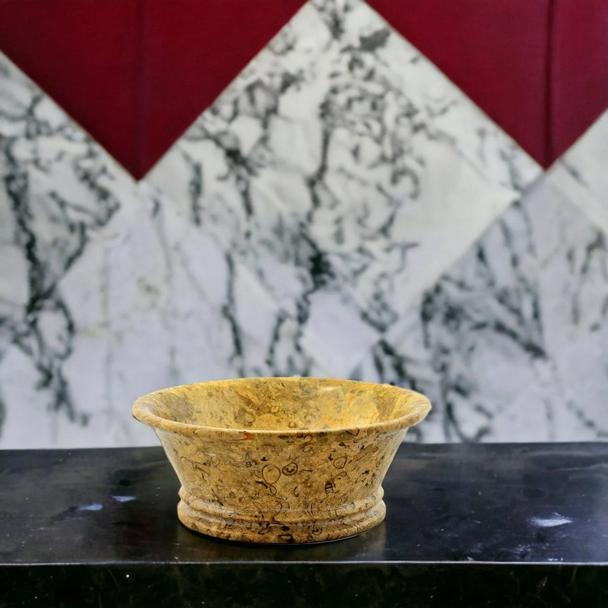 Coupe à fruits moderne en pierre fossile de 21,6 cm