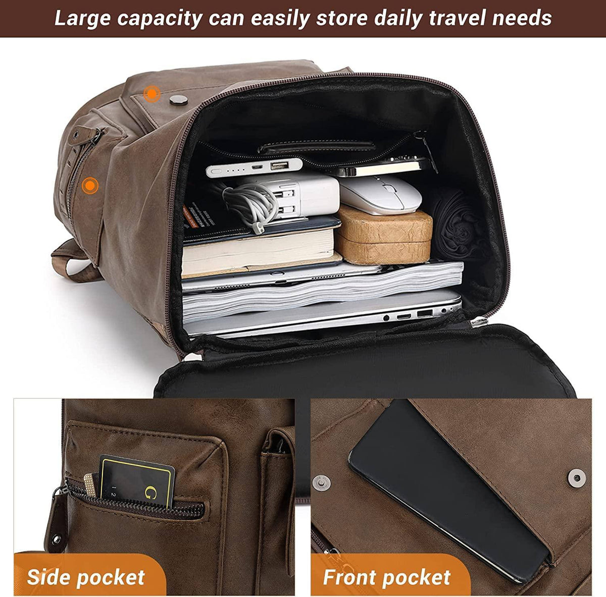 Sac à dos pour homme en cuir vegan – Modèle pour cadre urbain