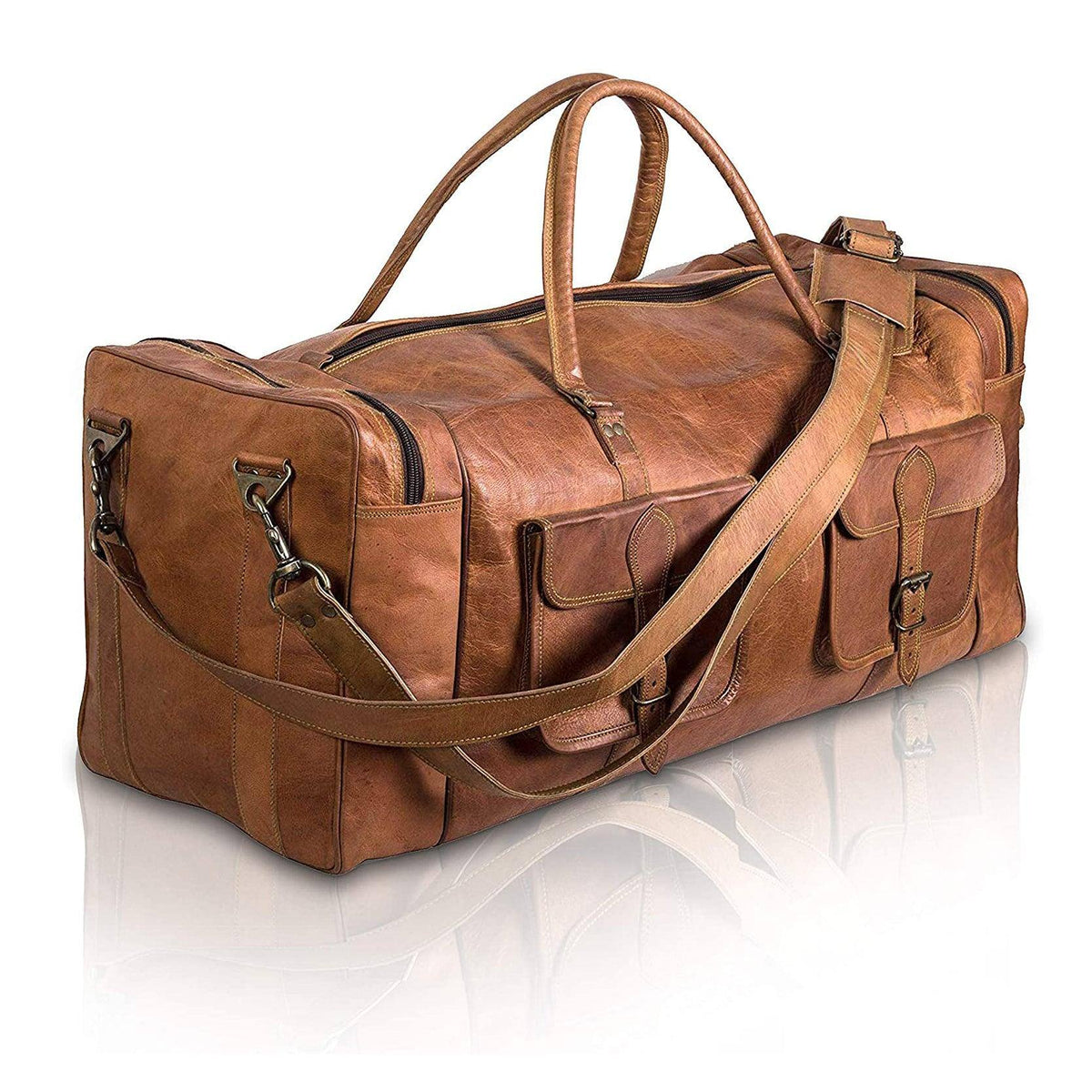 Sac de voyage structuré en cuir pleine fleur pour homme